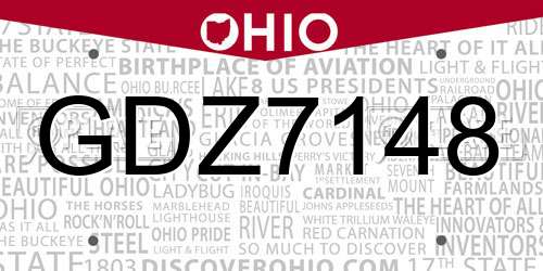 GDZ7148 Ohio License Plate