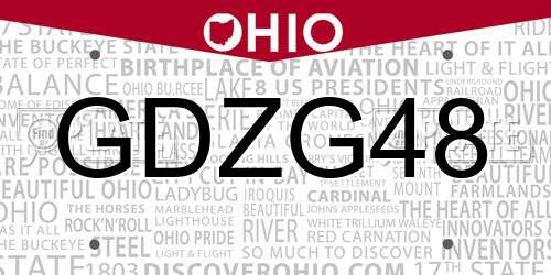 GDZG48 Ohio License Plate