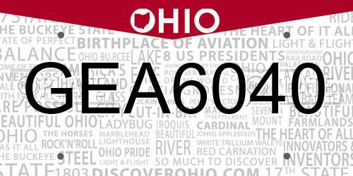 GEA6040 Ohio License Plate