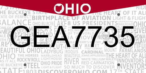GEA7735 Ohio License Plate