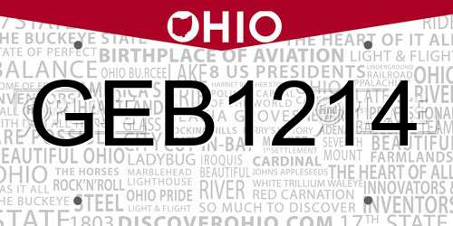 GEB1214 Ohio License Plate