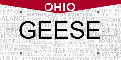 GEESE Ohio License Plate