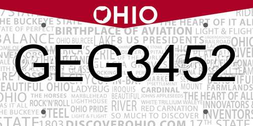 GEG3452 Ohio License Plate