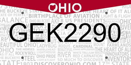 GEK2290 Ohio License Plate