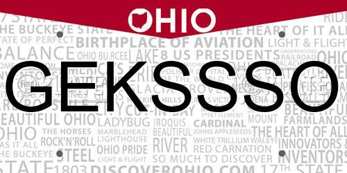 GEKSSSO Ohio License Plate