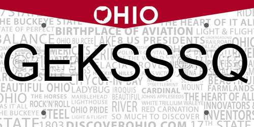 GEKSSSQ Ohio License Plate