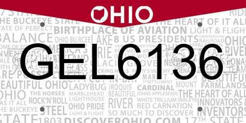GEL6136 Ohio License Plate