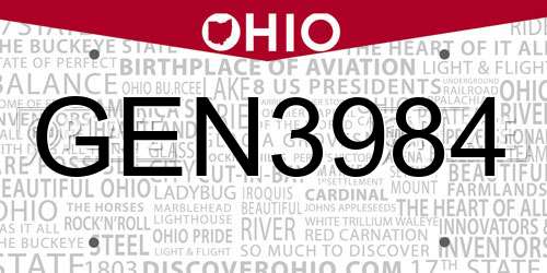 GEN3984 Ohio License Plate