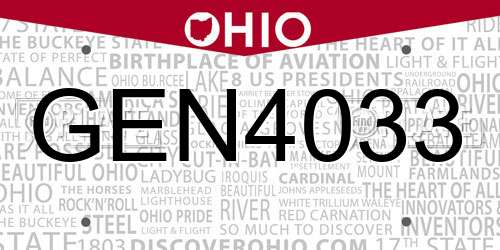 GEN4033 Ohio License Plate