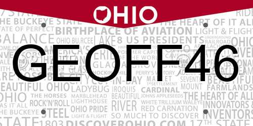 GEOFF46 Ohio License Plate
