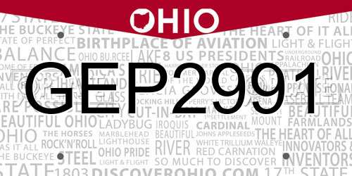 GEP2991 Ohio License Plate