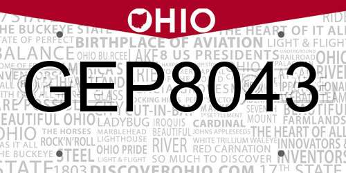 GEP8043 Ohio License Plate