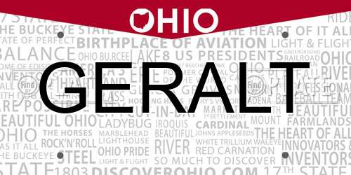 GERALT Ohio License Plate