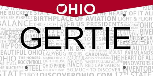 GERTIE Ohio License Plate
