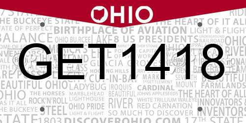GET1418 Ohio License Plate
