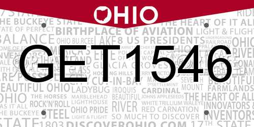 GET1546 Ohio License Plate