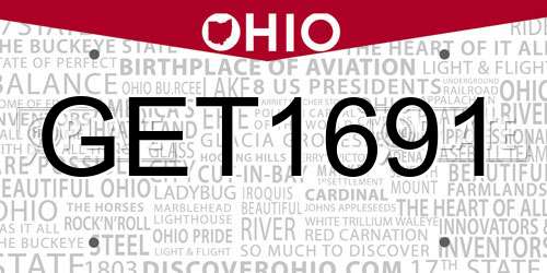 GET1691 Ohio License Plate