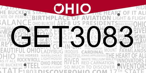 GET3083 Ohio License Plate