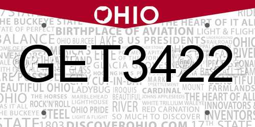 GET3422 Ohio License Plate