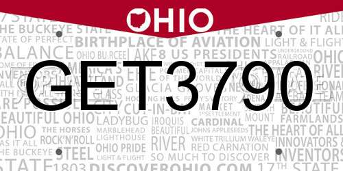 GET3790 Ohio License Plate
