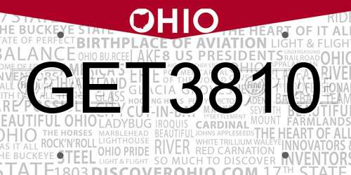 GET3810 Ohio License Plate