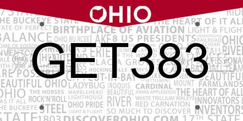 GET383 Ohio License Plate