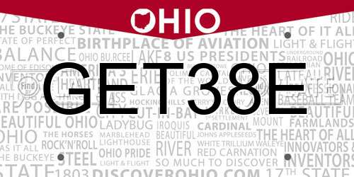 GET38E Ohio License Plate