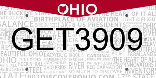 GET3909 Ohio License Plate
