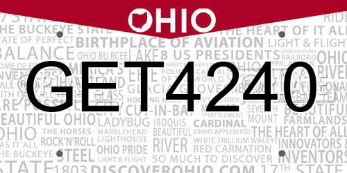 GET4240 Ohio License Plate