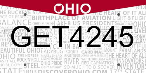 GET4245 Ohio License Plate