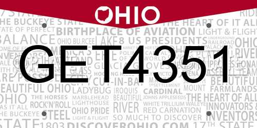 GET4351 Ohio License Plate