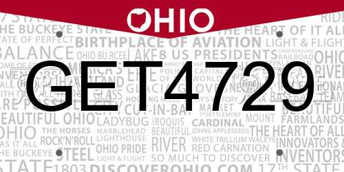 GET4729 Ohio License Plate