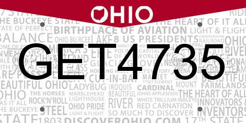 GET4735 Ohio License Plate