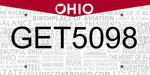GET5098 Ohio License Plate
