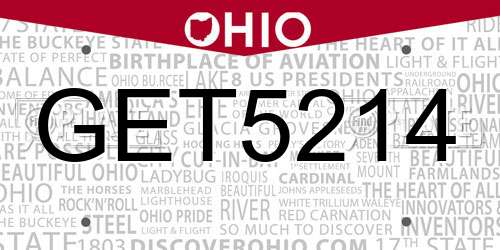 GET5214 Ohio License Plate