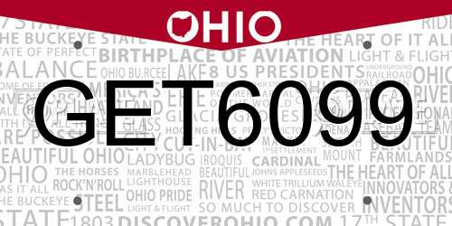 GET6099 Ohio License Plate