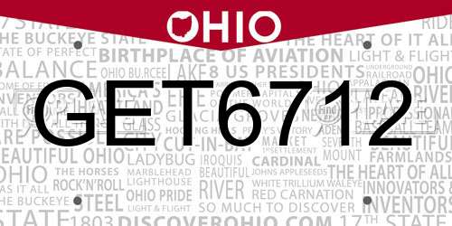 GET6712 Ohio License Plate