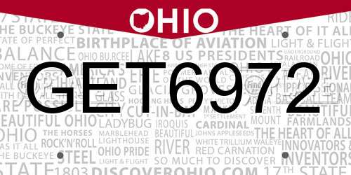 GET6972 Ohio License Plate