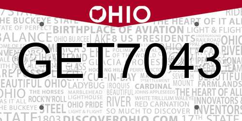 GET7043 Ohio License Plate