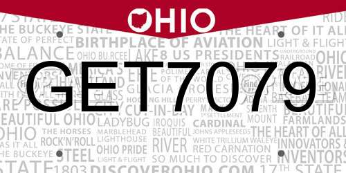 GET7079 Ohio License Plate