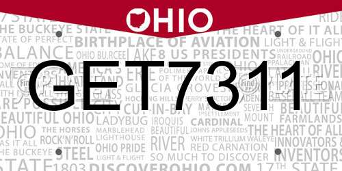 GET7311 Ohio License Plate