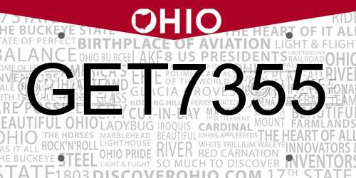 GET7355 Ohio License Plate