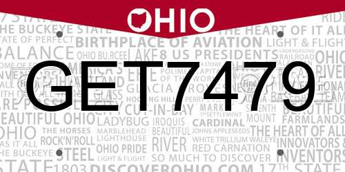 GET7479 Ohio License Plate