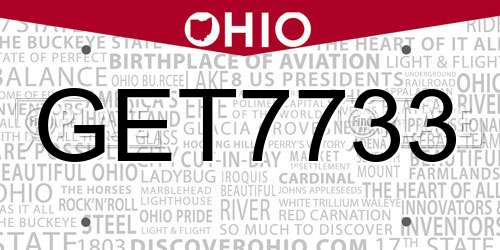GET7733 Ohio License Plate