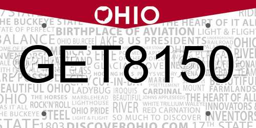 GET8150 Ohio License Plate