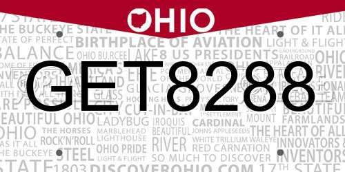 GET8288 Ohio License Plate