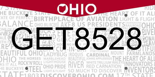 GET8528 Ohio License Plate