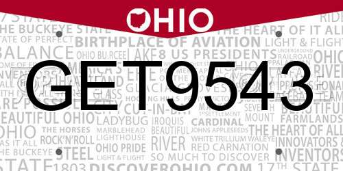GET9543 Ohio License Plate
