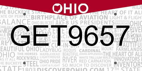 GET9657 Ohio License Plate