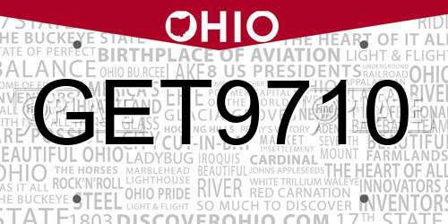 GET9710 Ohio License Plate